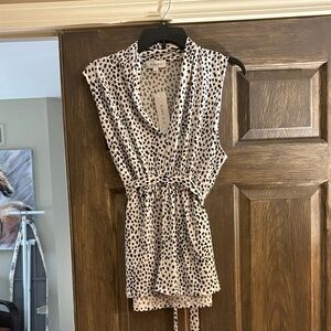 Gilli Black and White Polka Dot Sleeveless Blouse